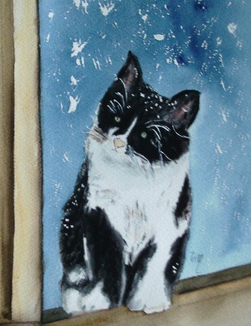 IL NEIGE ! aquarelle